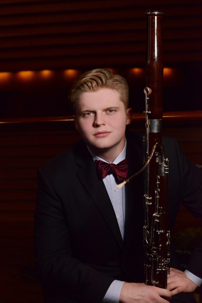Davey Hiester poses with bassoon 