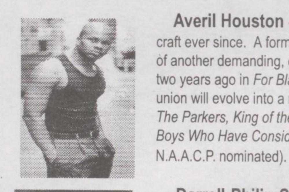 A newspaper clipping of Averil Houston