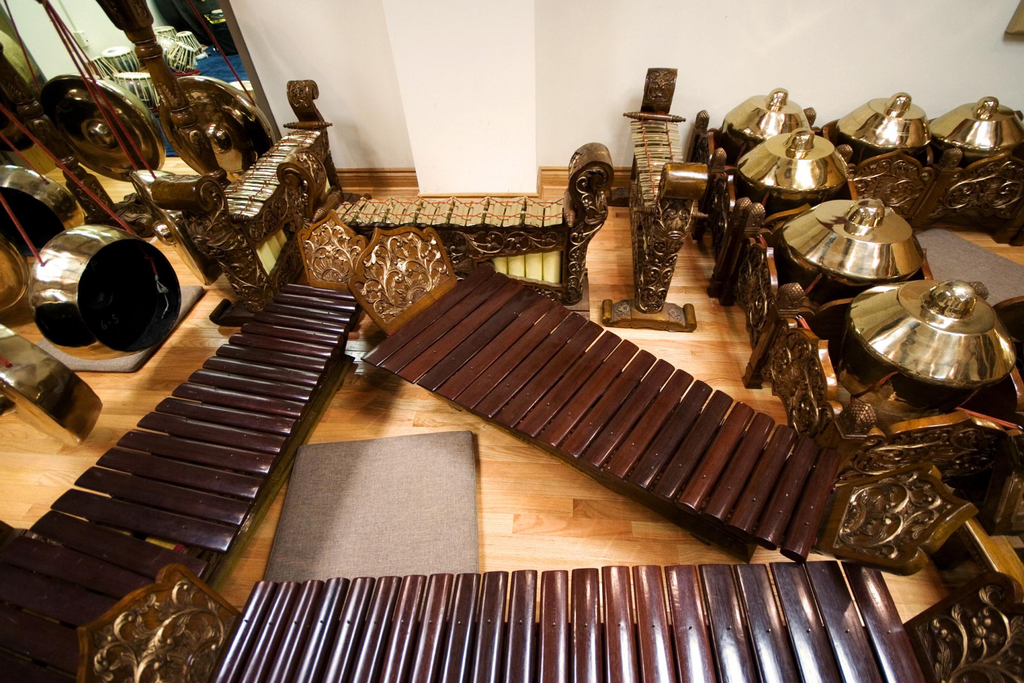 an image looking down on the gamelan from above