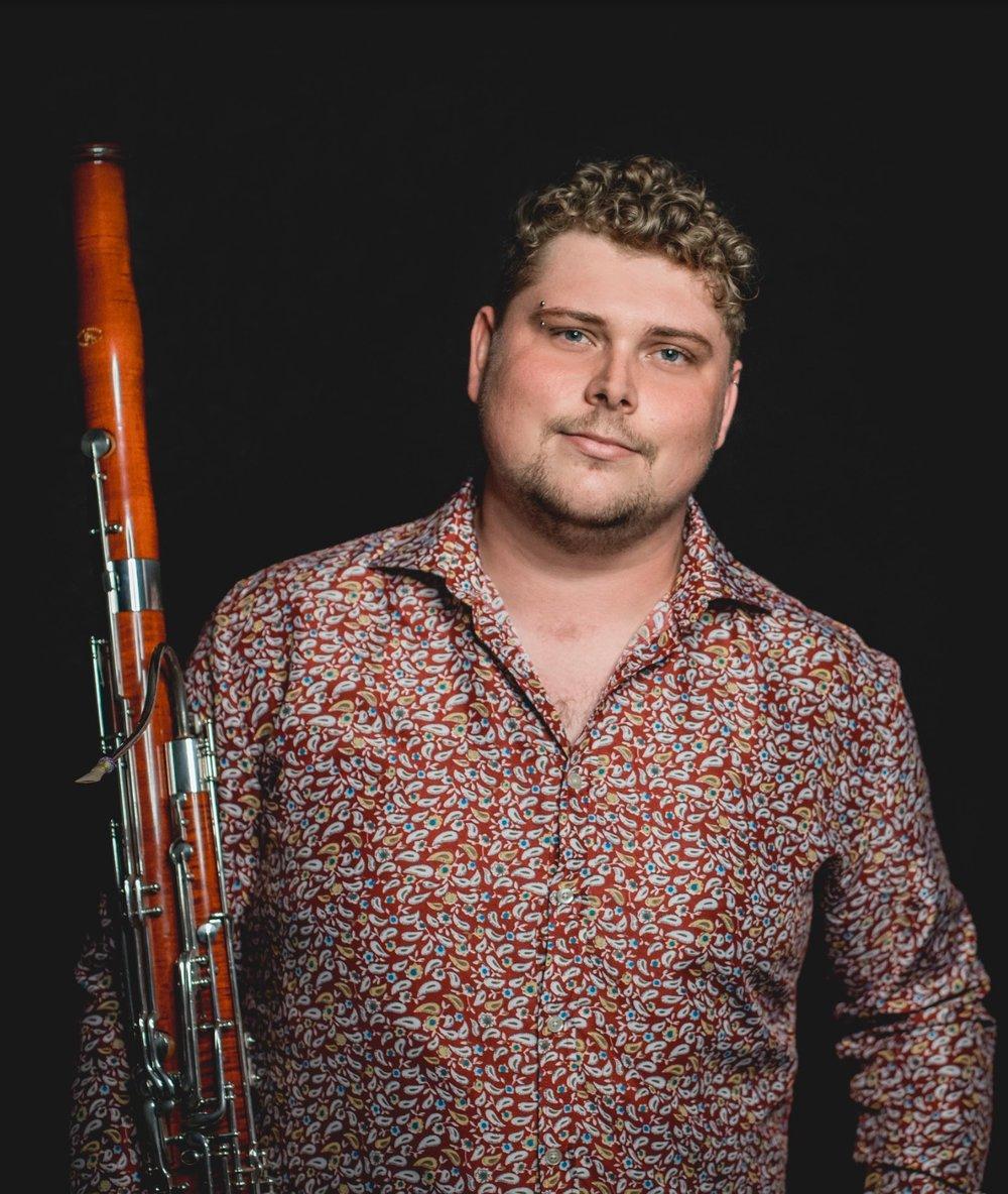 Adam Drake poses with bassoon