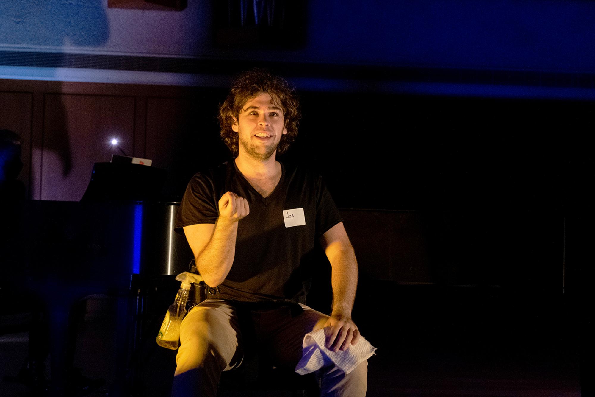 Nick performs in an Opera scene in Bates Recital Hall