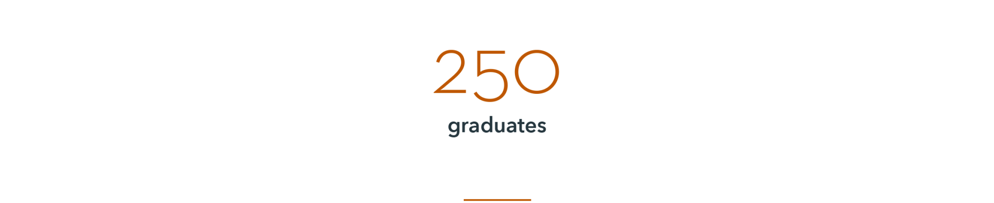 an infographic that notes 250 graduate students at the Butler School