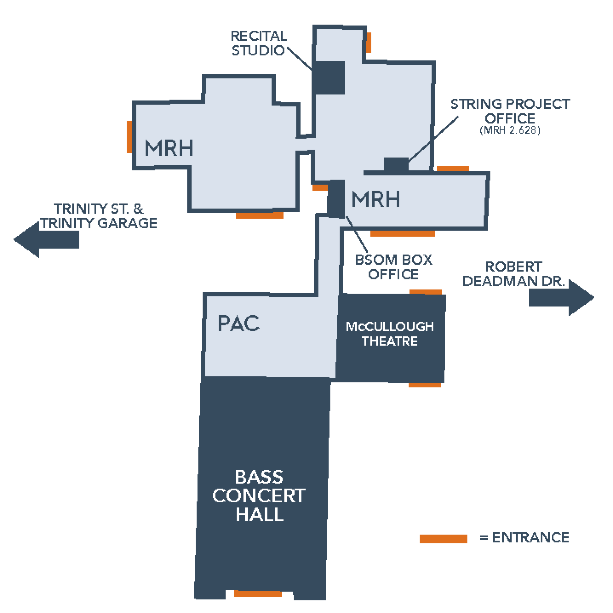 A Map of the MRH building showing the location of the String Project Office. 