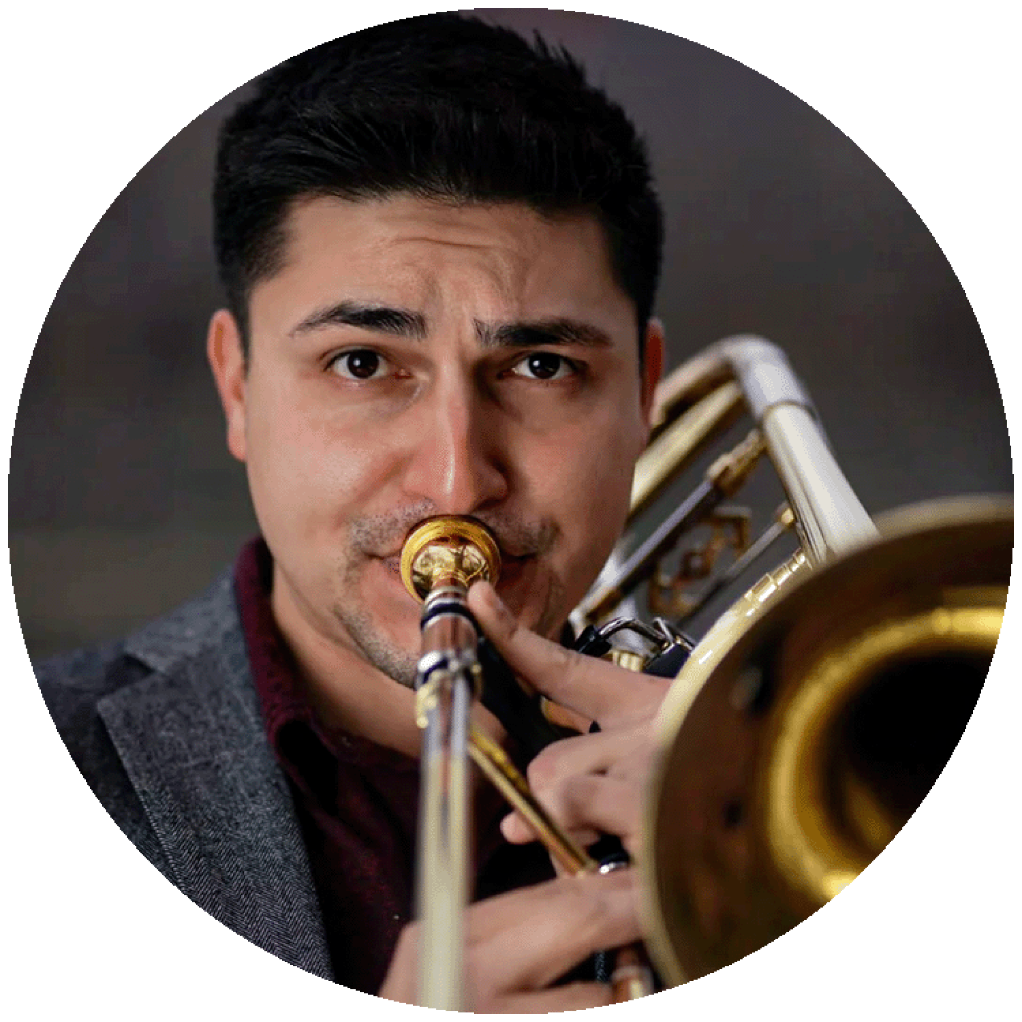 David Gonzalez playing his trombone