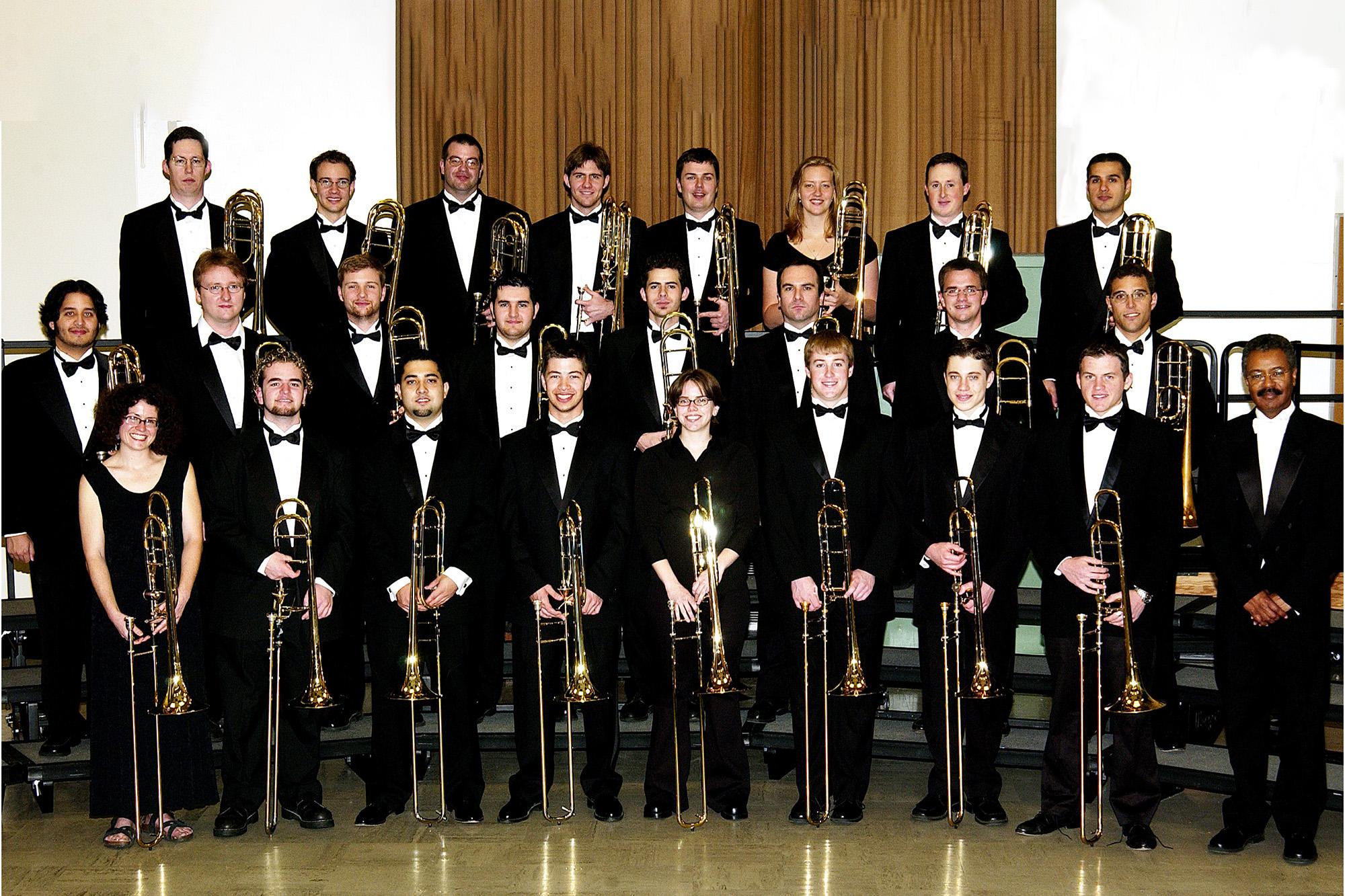 A group photo of the 2003 Trombone Choir