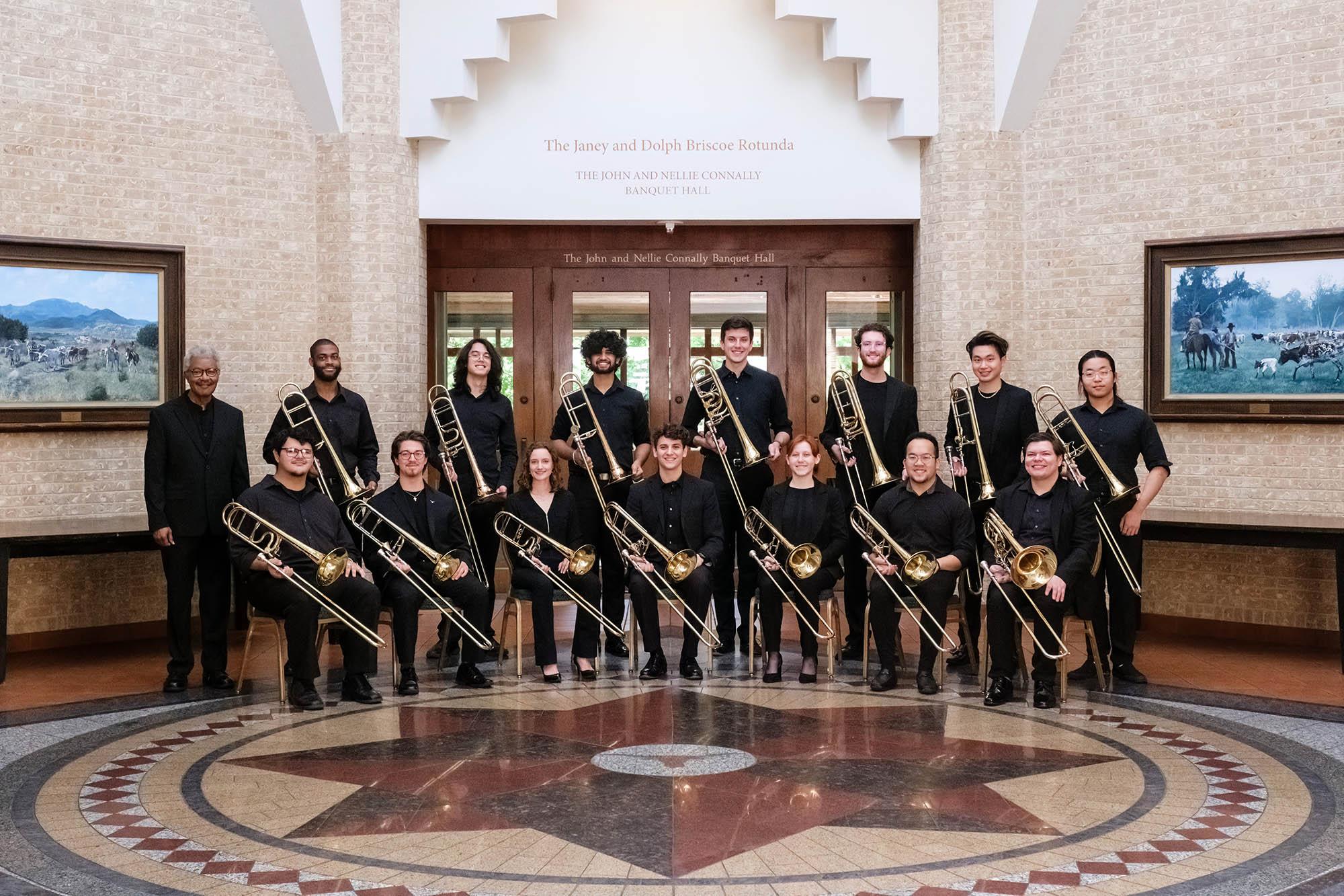 a publicity still of the 2023 trombone choir