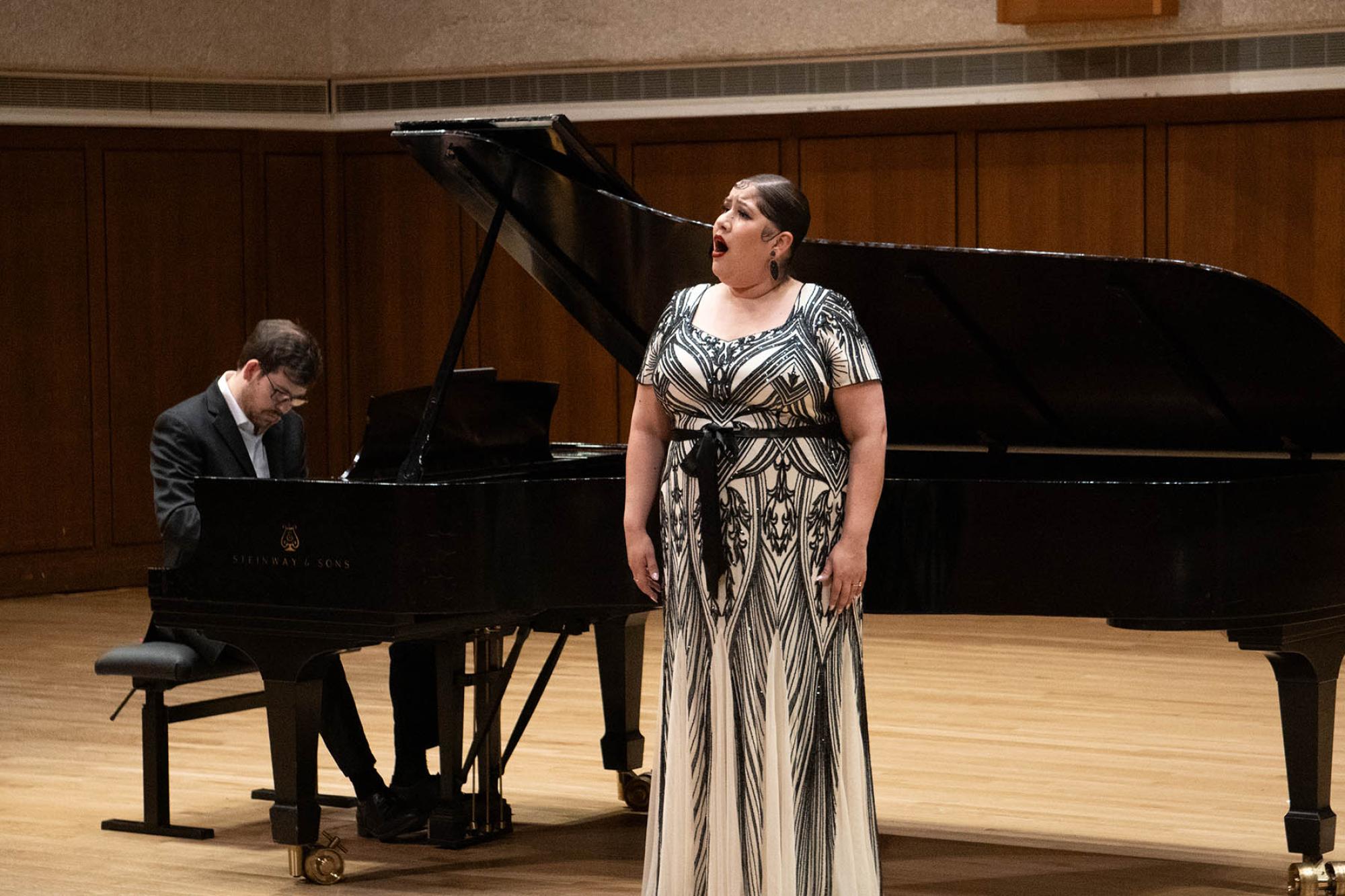 Liliana Guerrero singing on stage