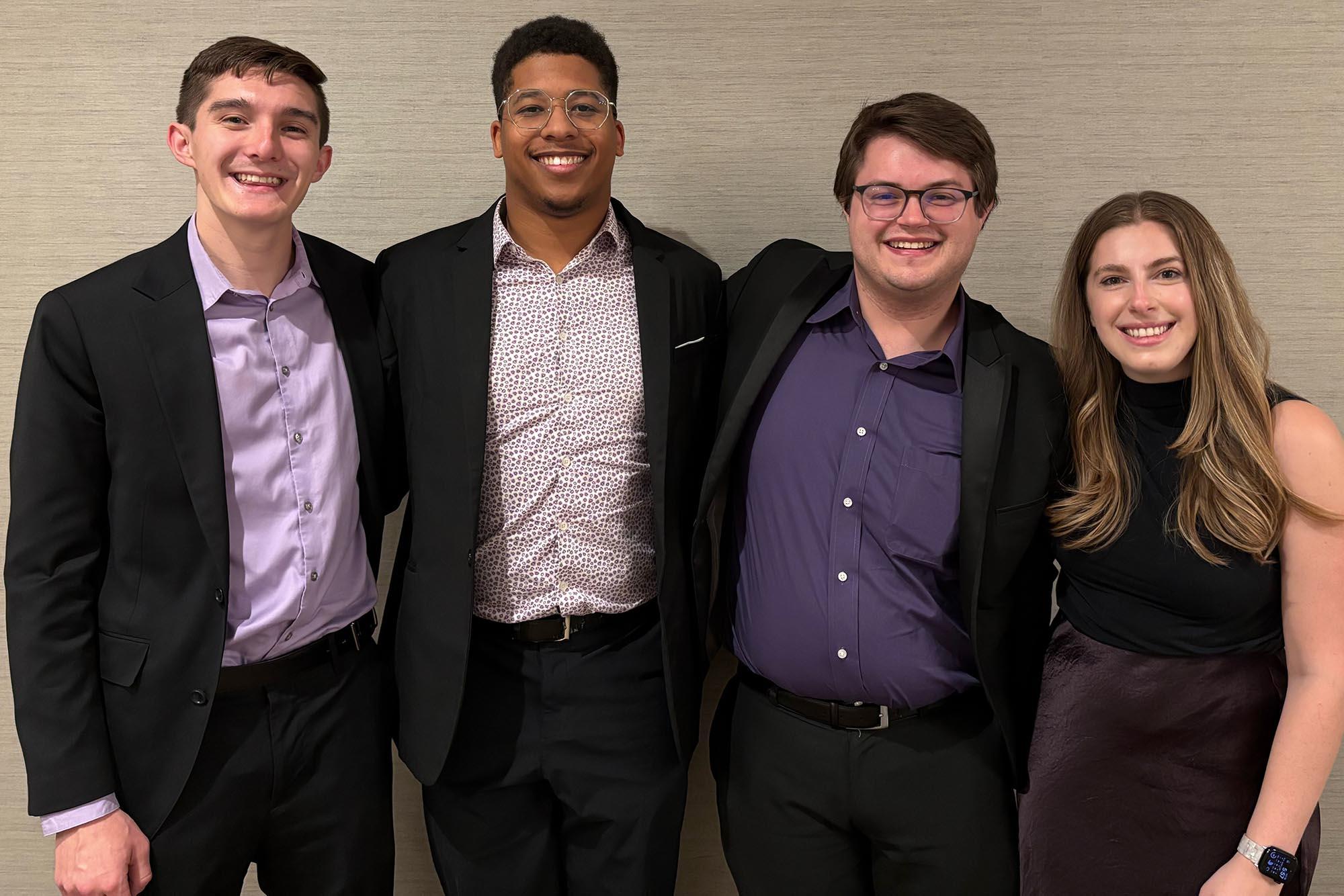 ZED, saxaphone quartet featuring Marina Sakellakis, Jacob Feldman, Connor O’Toole, and David Bennette posing for a picture