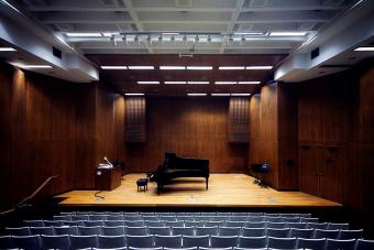 Recital Studio with piano on the stage