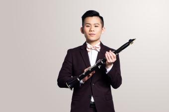 Clarinet player with instrument