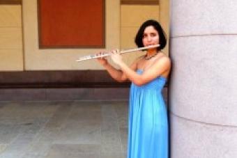 Meera Gudipati playing the flute