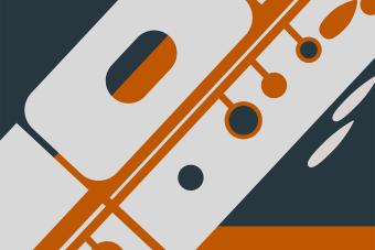 abstract geometric icons of a flute and a clarinet