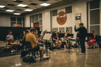 Jerry Junkin conducts the UT Wind Ensemble.