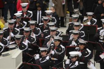 Members of the US Marine Corps Band perform during the 2017 presidential inauguration
