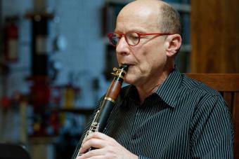 James Campbell playing his clarinet.