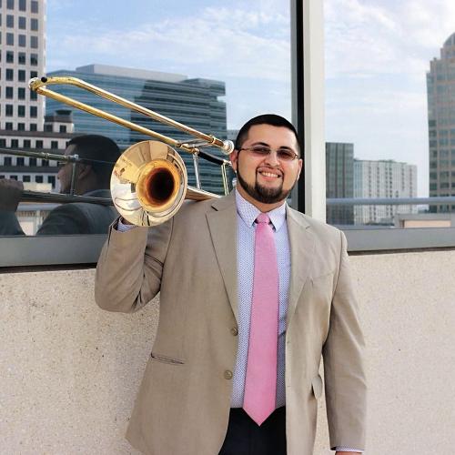 Student with trombone