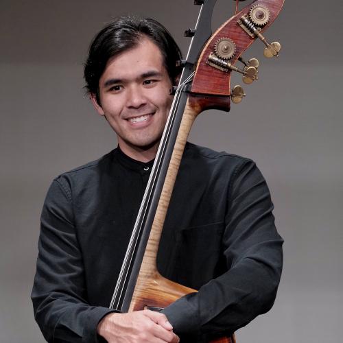 Gonzalo Kochi Kikuchi poses with his Double Bass