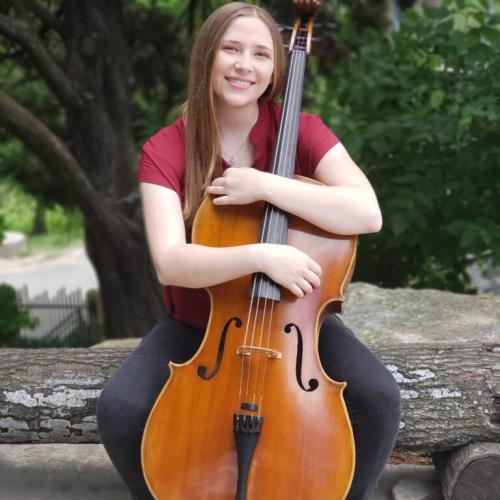 Melody Lihou poses with her cello