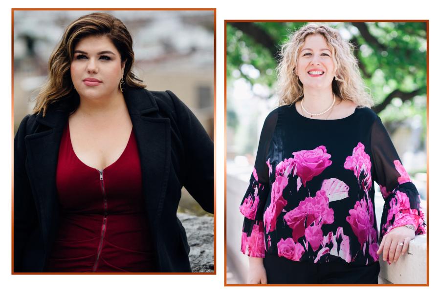 Side by side portraits of soprano Leah Crocetto and pianist Tamar Sanikidze.