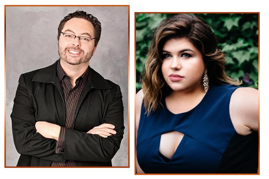 Portrait photos of conductor Douglas Kinney Frost and soprano Leah Crocetto side by side.