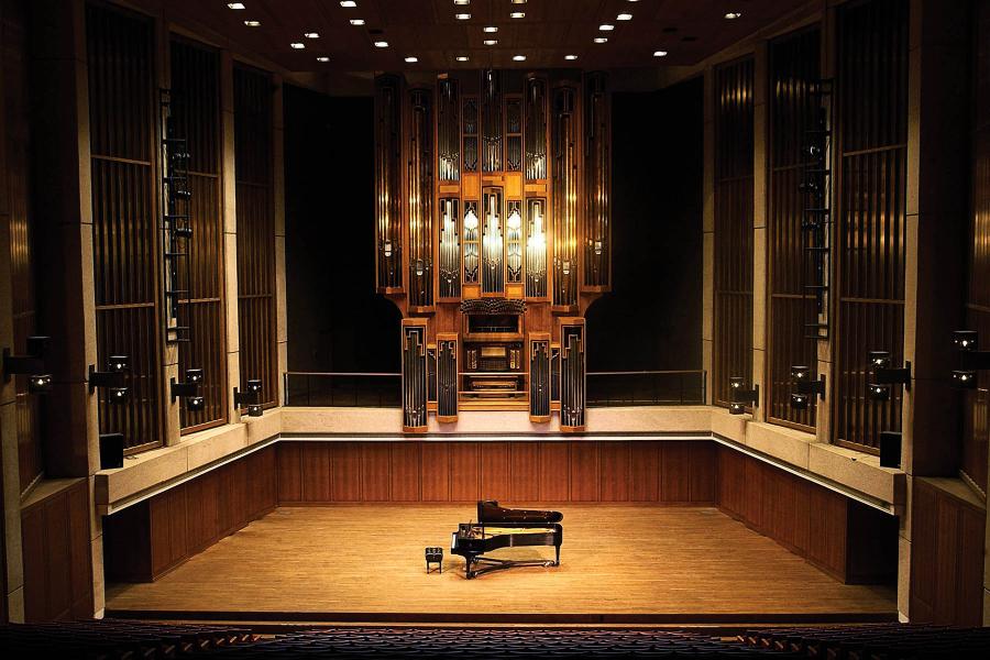 Empty stage with a piano