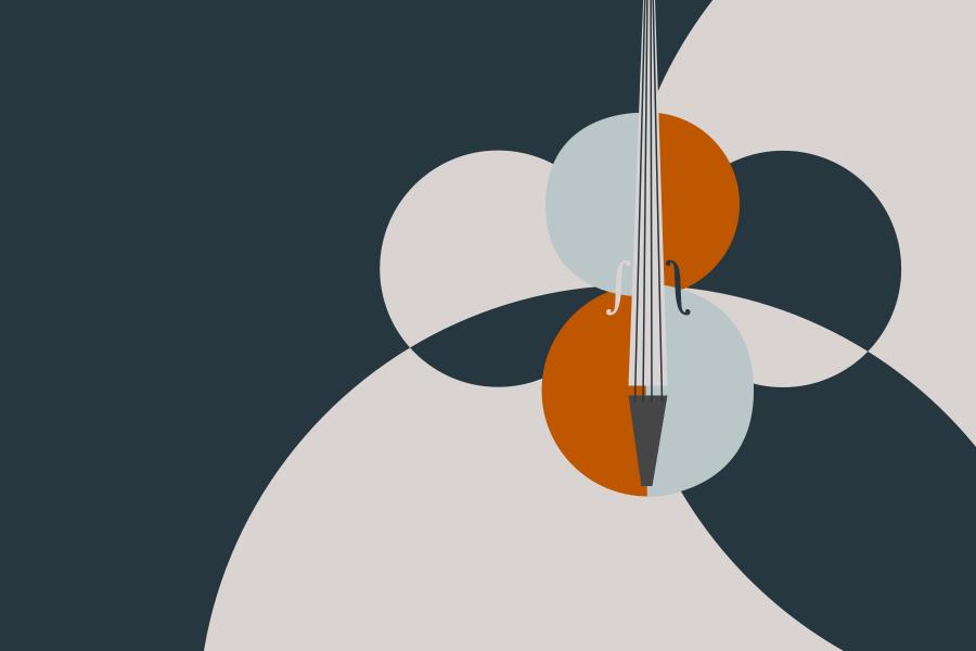 abstract geometric depiction of a violin 