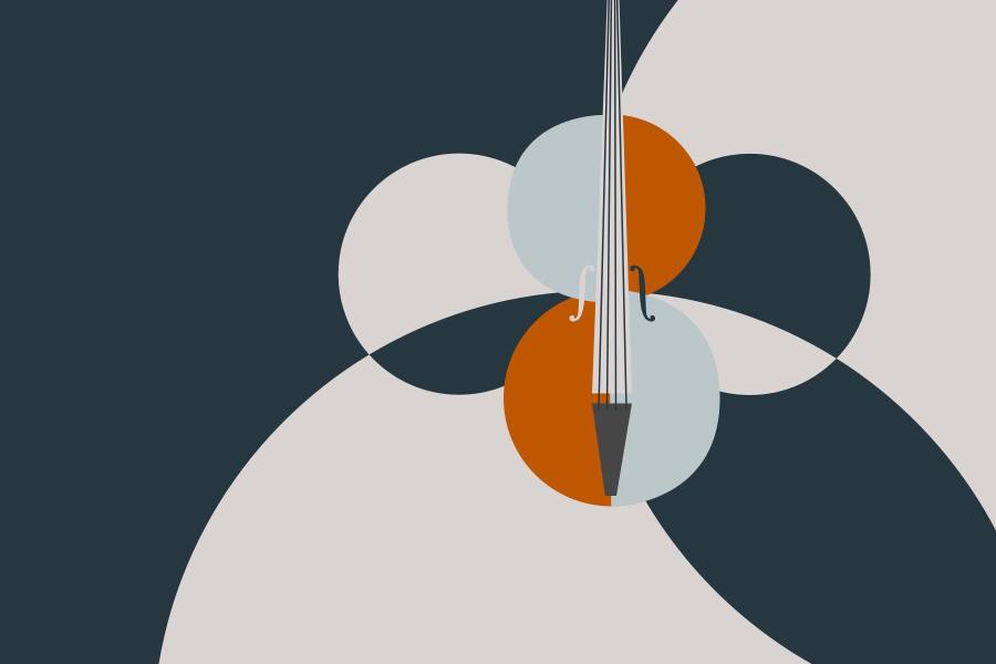a geometric graphic of a violin made of perfect shapes