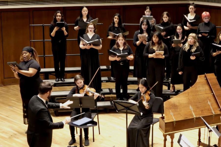 Treble Choir performs on the Bates Recital Hall Stage