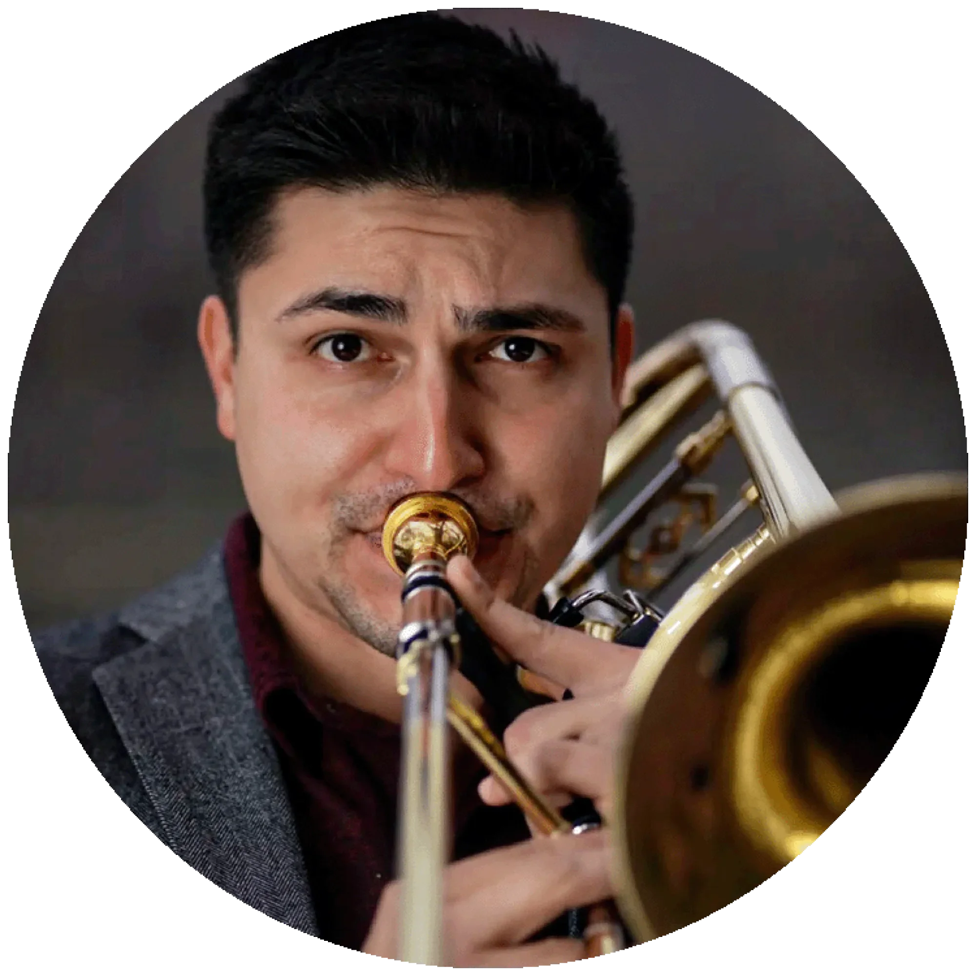David Gonzalez playing his trombone