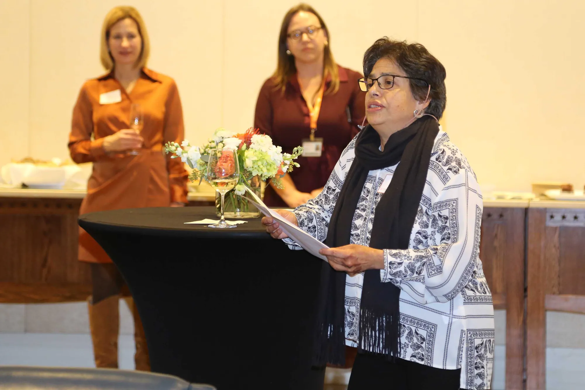 Teresa Lozano Long Institute of Latin American Studies director Adela Pineda Franco gives a toast