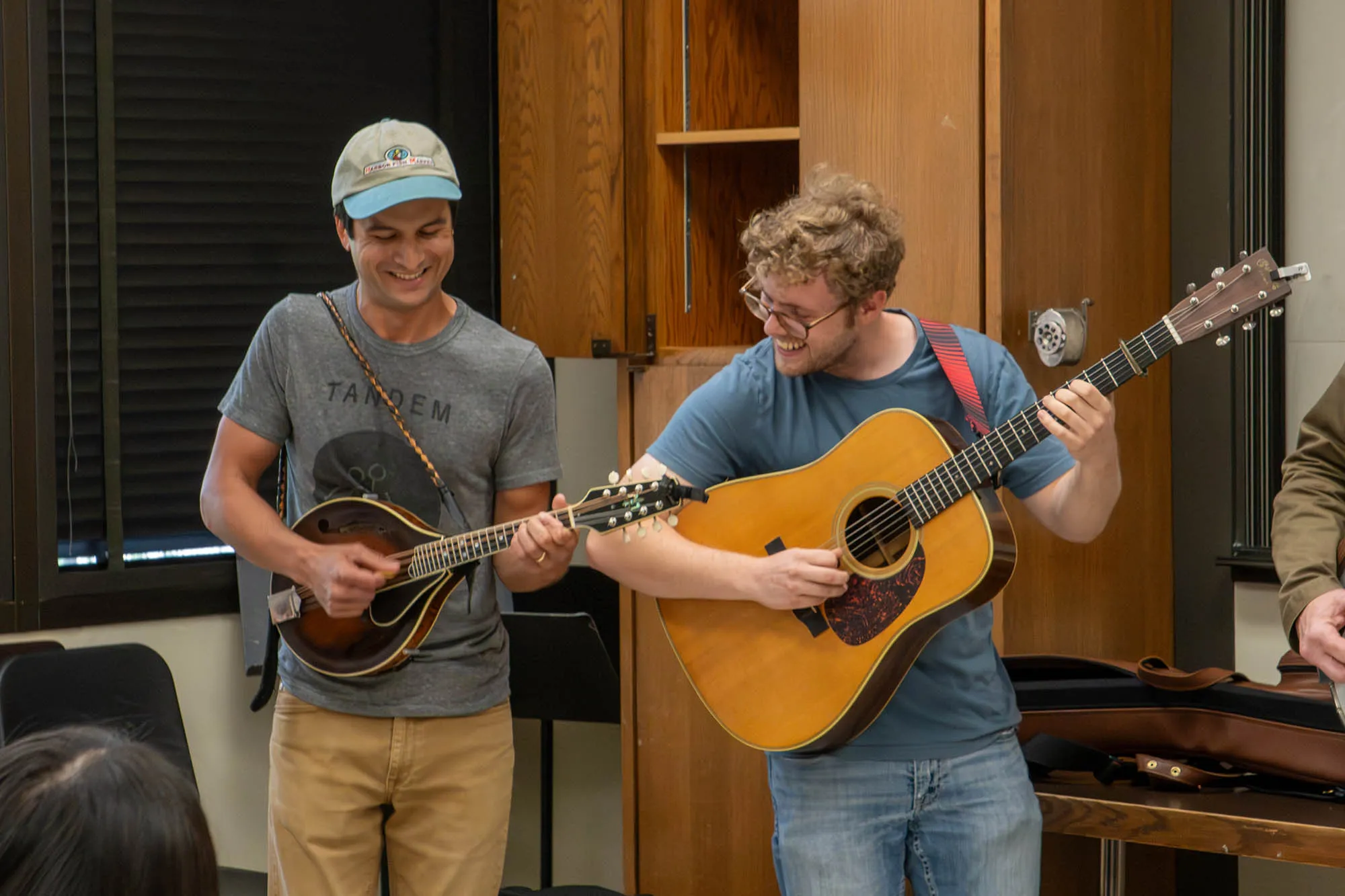 A mandolin and guitar player perform