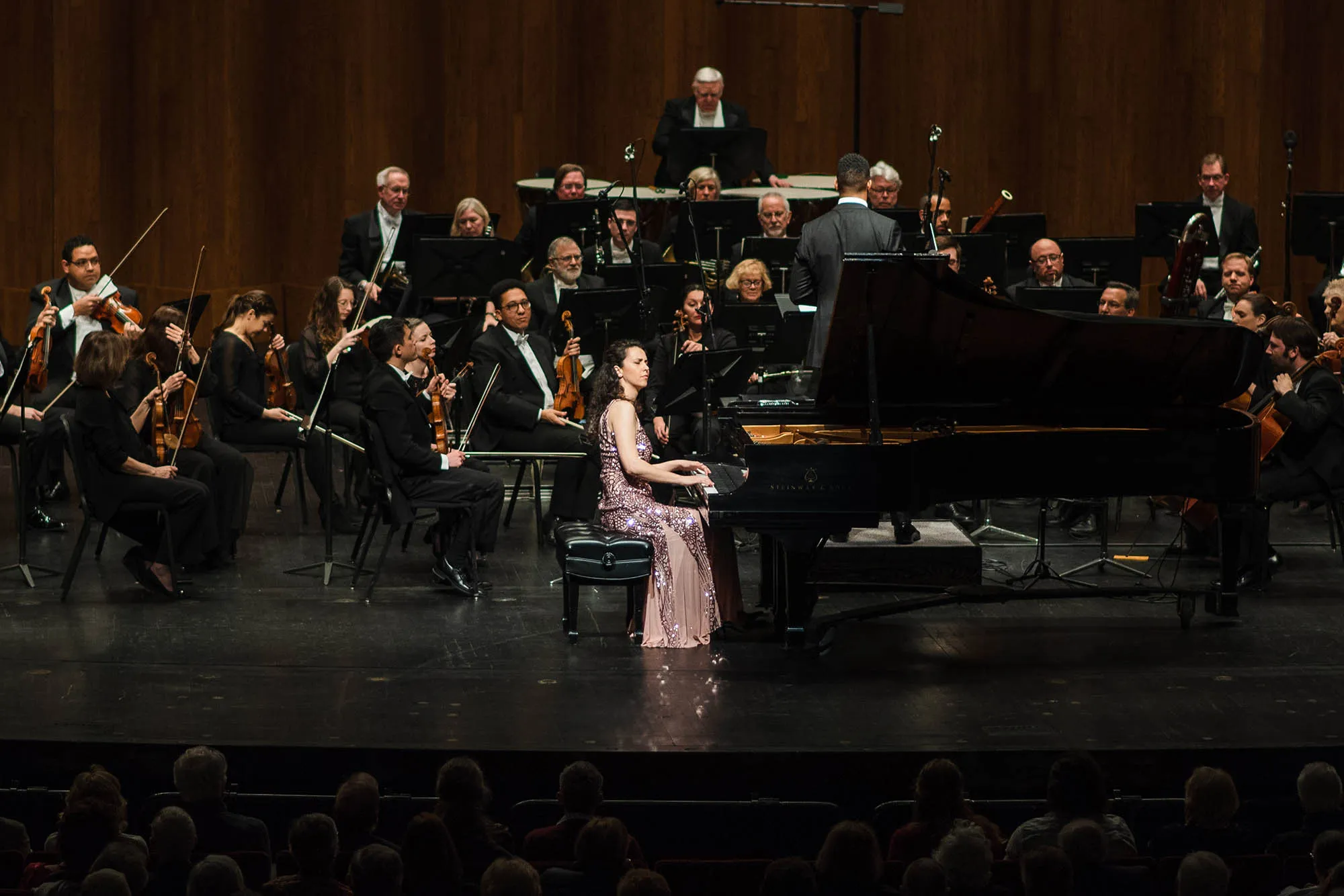 Anna Petrova performing with an orchestra