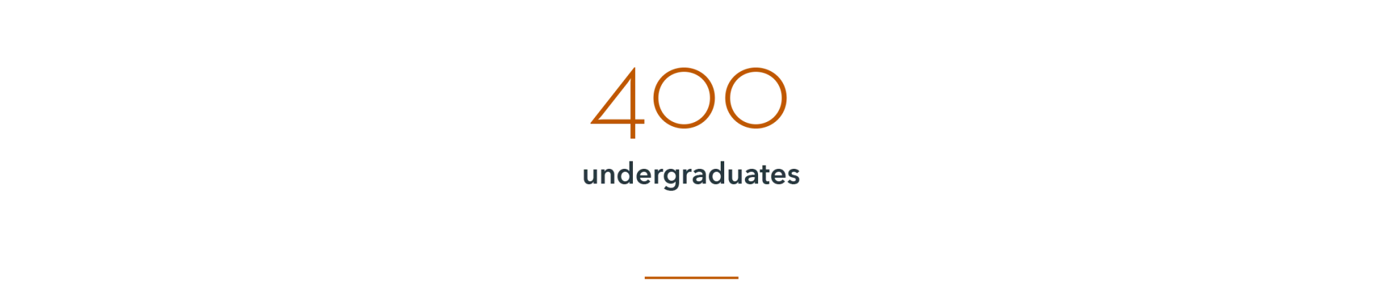 an infographic that notes 400 undergraduates study at the Butler School