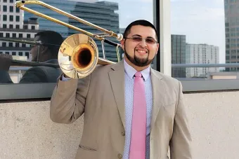 Student with trombone