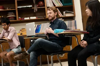 Students conversing during class