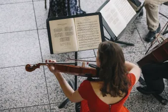 Students playing instruments