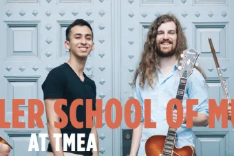 students pose with instruments