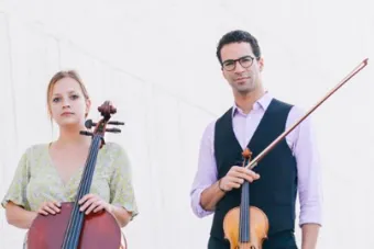 Butler School of Music students pose with instruments