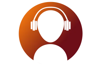 An icon of a human silhouette wearing headphones