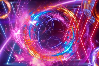 Colorful swirls that look like the inside of a wormhole.