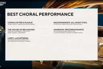 A slide with Miro's Grammy nomination
