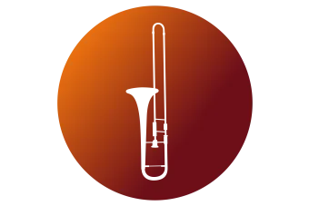 a graphic icon of a trombone