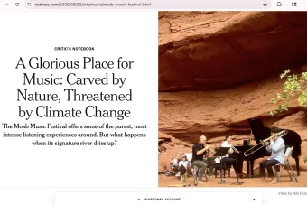 Cover of a New York Times article about a musical trio