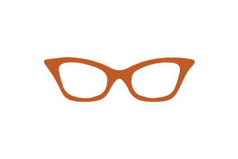 a graphic icon of cat-eye reading glasses