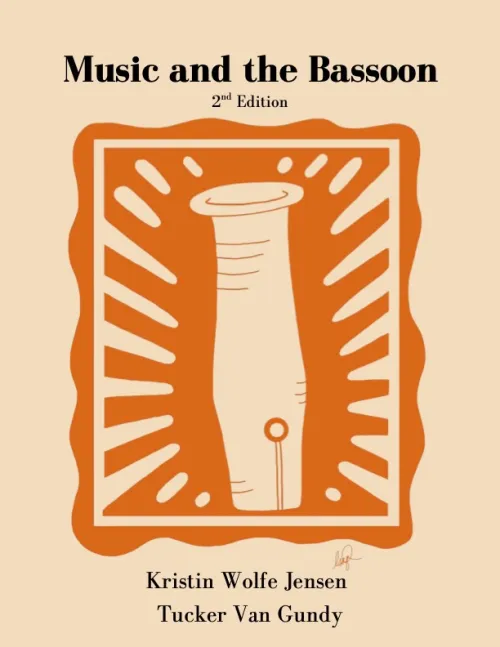 cover of the Music and Basson Ebook shows an artist's illustration of a bassoon bell. 