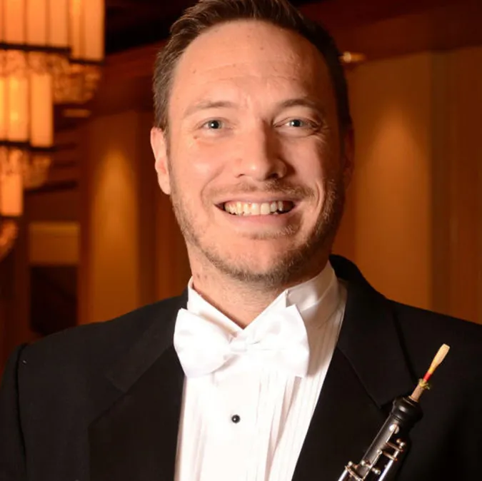 Andrew Parker with his oboe