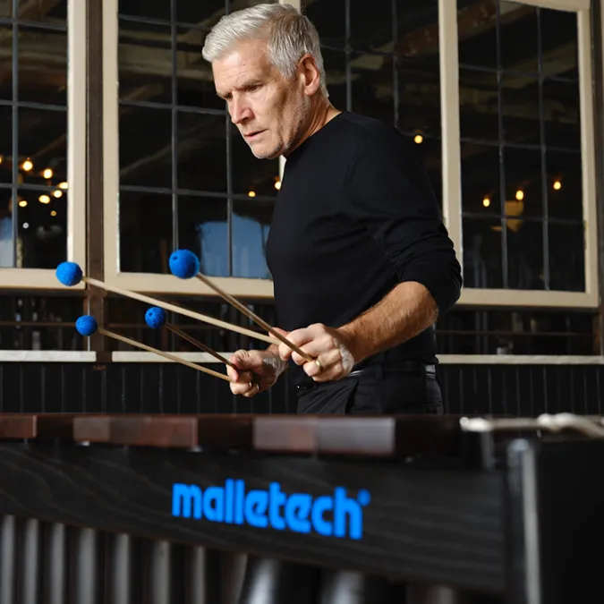 Michael Burritt performs on a marimba