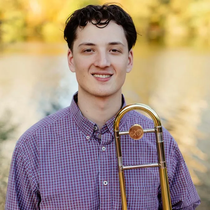 headshot with trombone