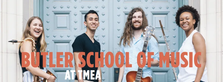 students pose with instruments