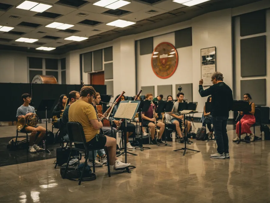 Jerry Junkin conducts the UT Wind Ensemble.